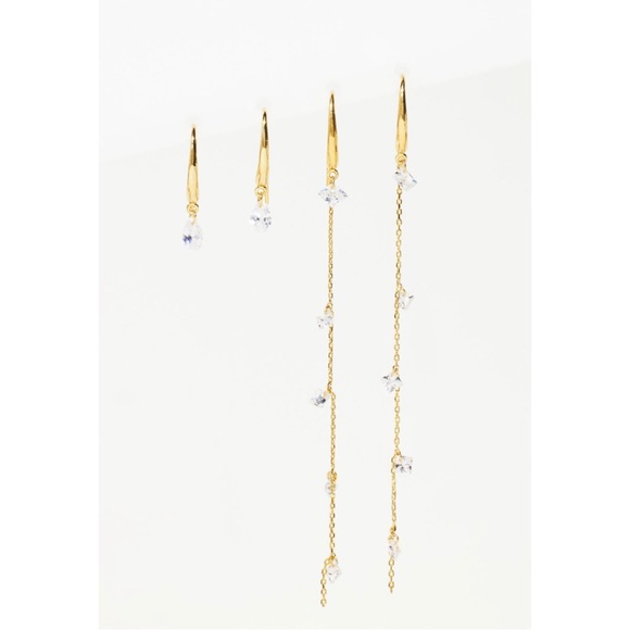 ANTHROPOLOGIE Crystal Pave Set Of Two Drop Earrings - Picture 3 of 3